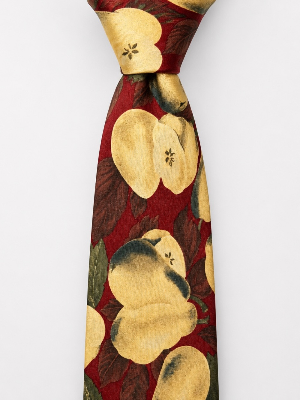 Luciano Barbera Milano Vintage 100% Silk Pear Print Necktie Red Italy Designer